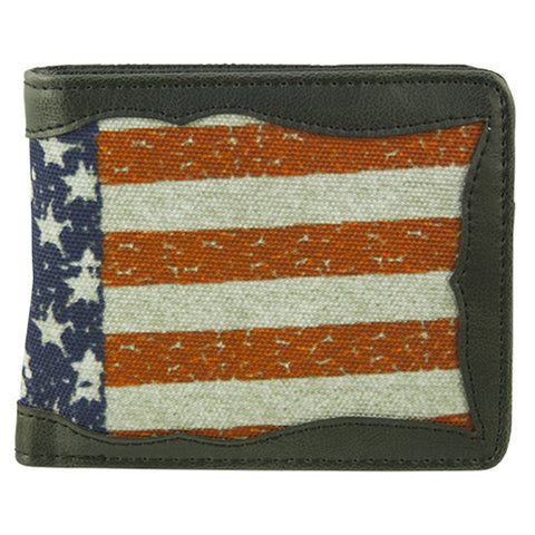 Black Western Vegan Leather American Flag Bifold Wallet